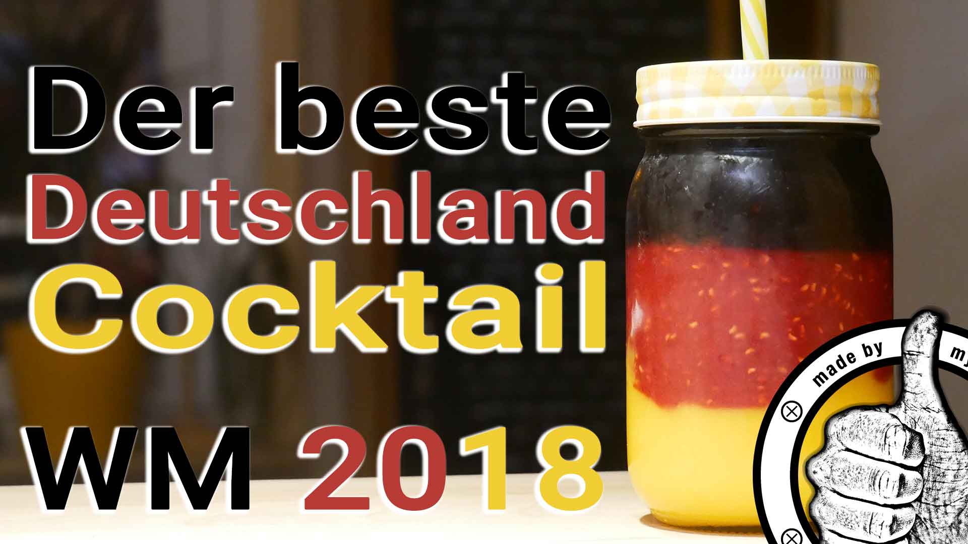 Der Deutschland WM Cocktail erstrahlt in den Landesfarben Schwarz, Rot, Gold