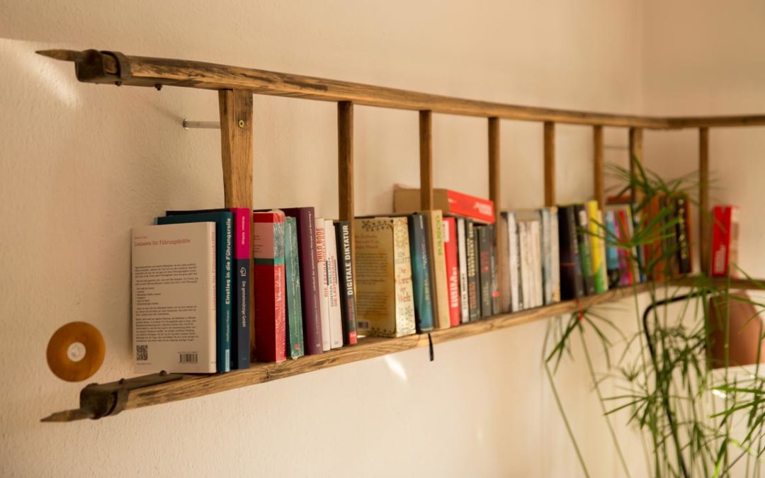 Bücherregal – Regal aus alter Leiter